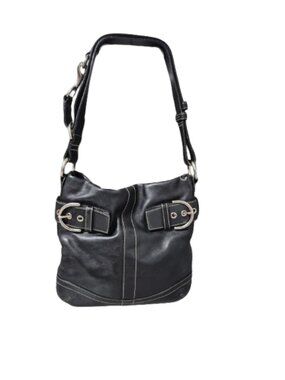 Vintage Coach Soho Black Leather Shoulder Bag